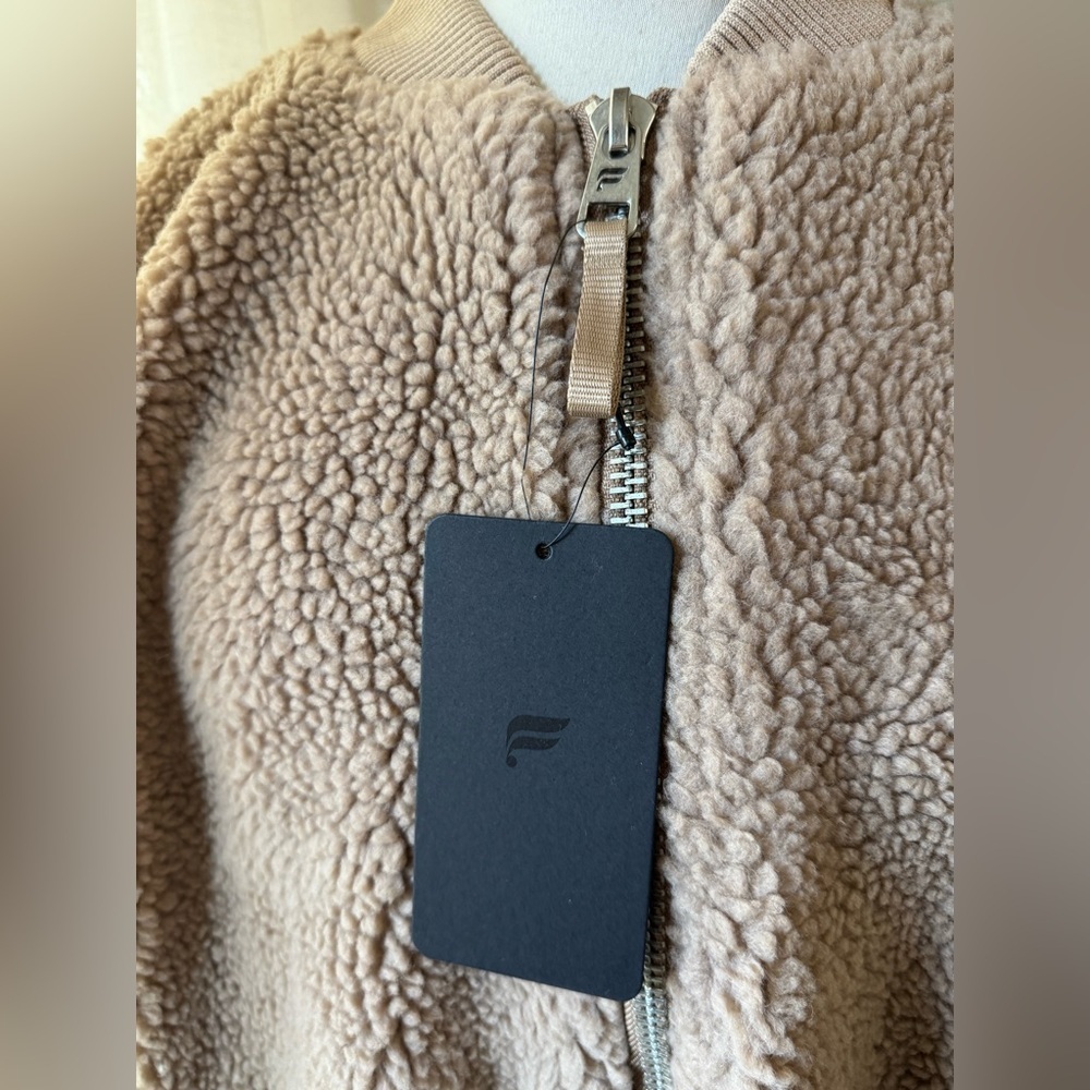 Cozy Tan Sherpa Jacket Teddy oversized bomber jacket - Picture 3 of 7